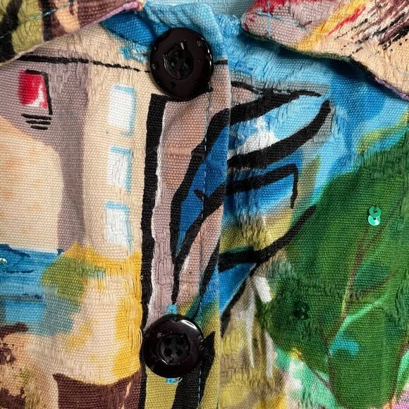 Y2K Vtg Keren Hart Womens Cotton Artsy Jacket 1X Abstract Lightweight Button Up - Picture 4 of 7